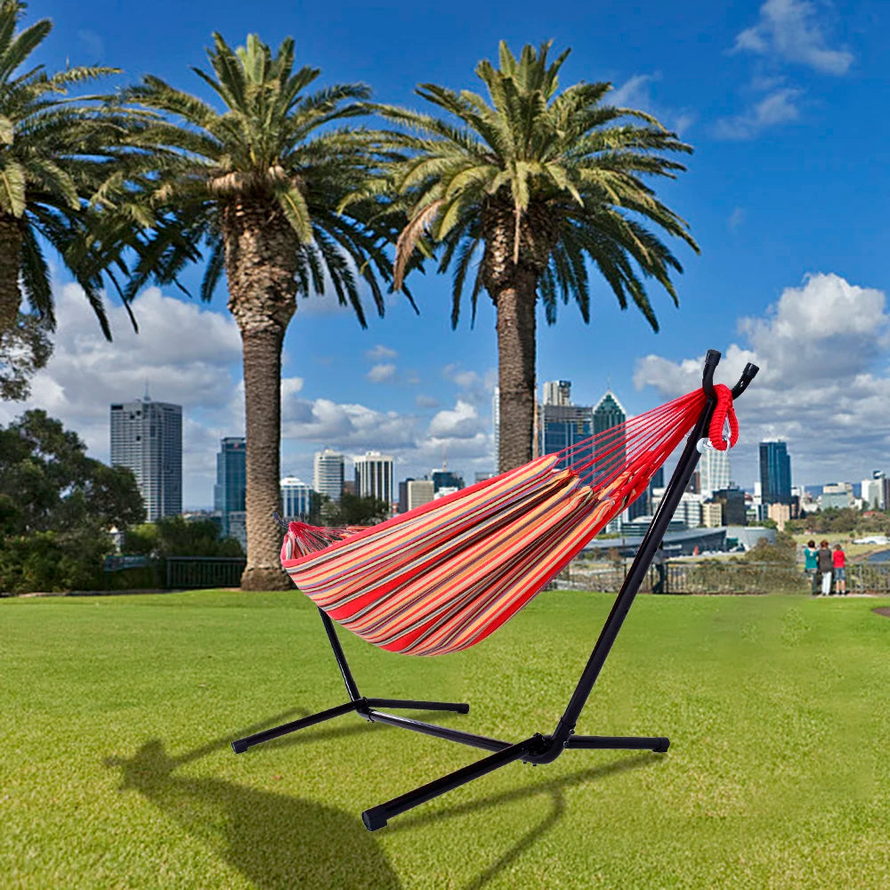 Portable Outdoor Polyester Hammock Set Red