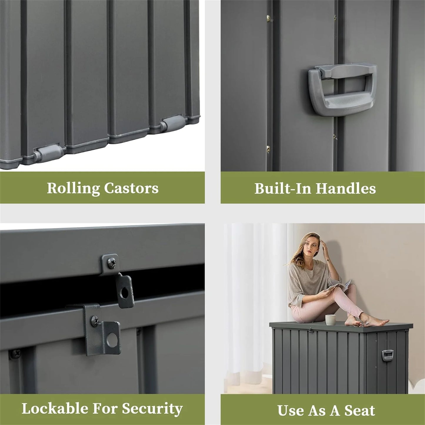 200 Gallon Steel Deck Box Lockable Waterproof Storage Container