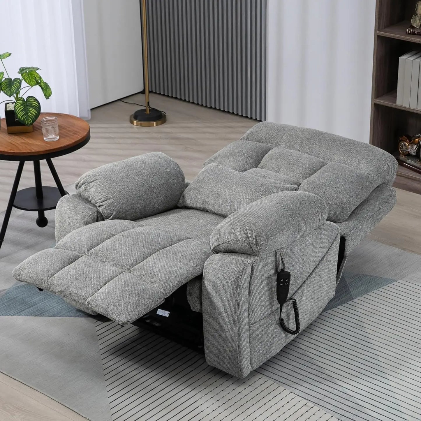 Oversized Power Lift Recliner for Elderly - Infinite Position Lay Flat Lift Chair with Heat & Massage Lumbar Pillow Cup Holders
