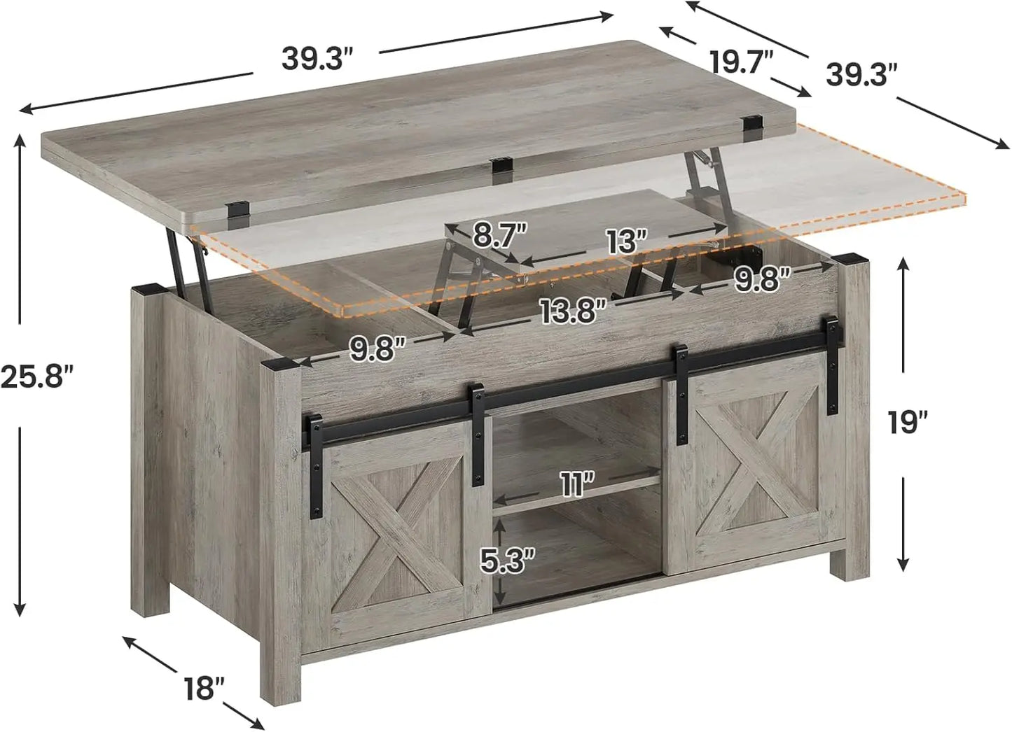 Lift Top Coffee Table, 4 in 1 Multi-Function Storage