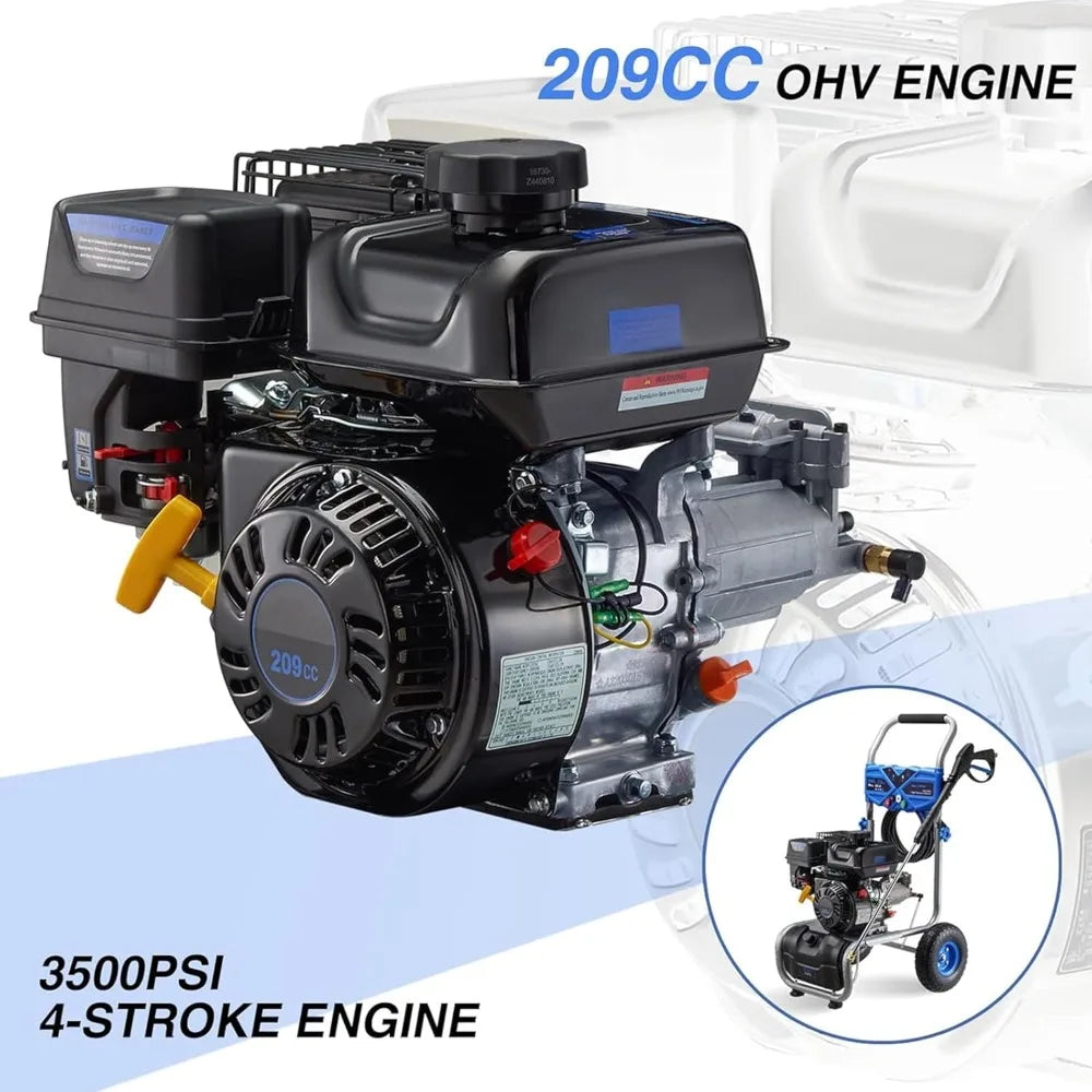 3500PSI Gas Pressure Washer, 2.3GPM Gas Powered High Pressure Washer with 209CC Engine, 4 Adjustable Nozzles,