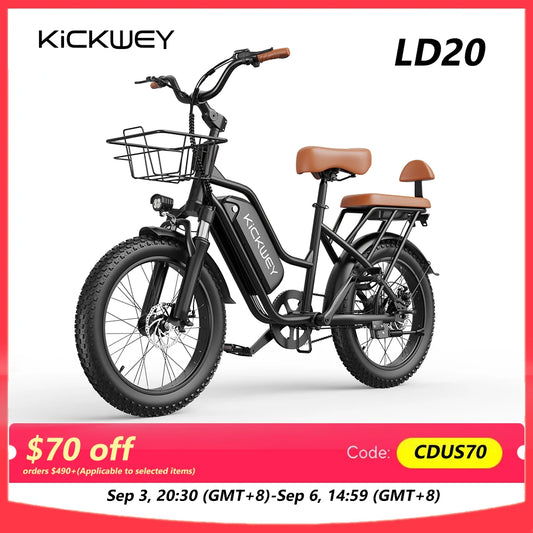 Kickwey LD20 Electric Mountain Fat Tire E Bike 1500W 32MPH