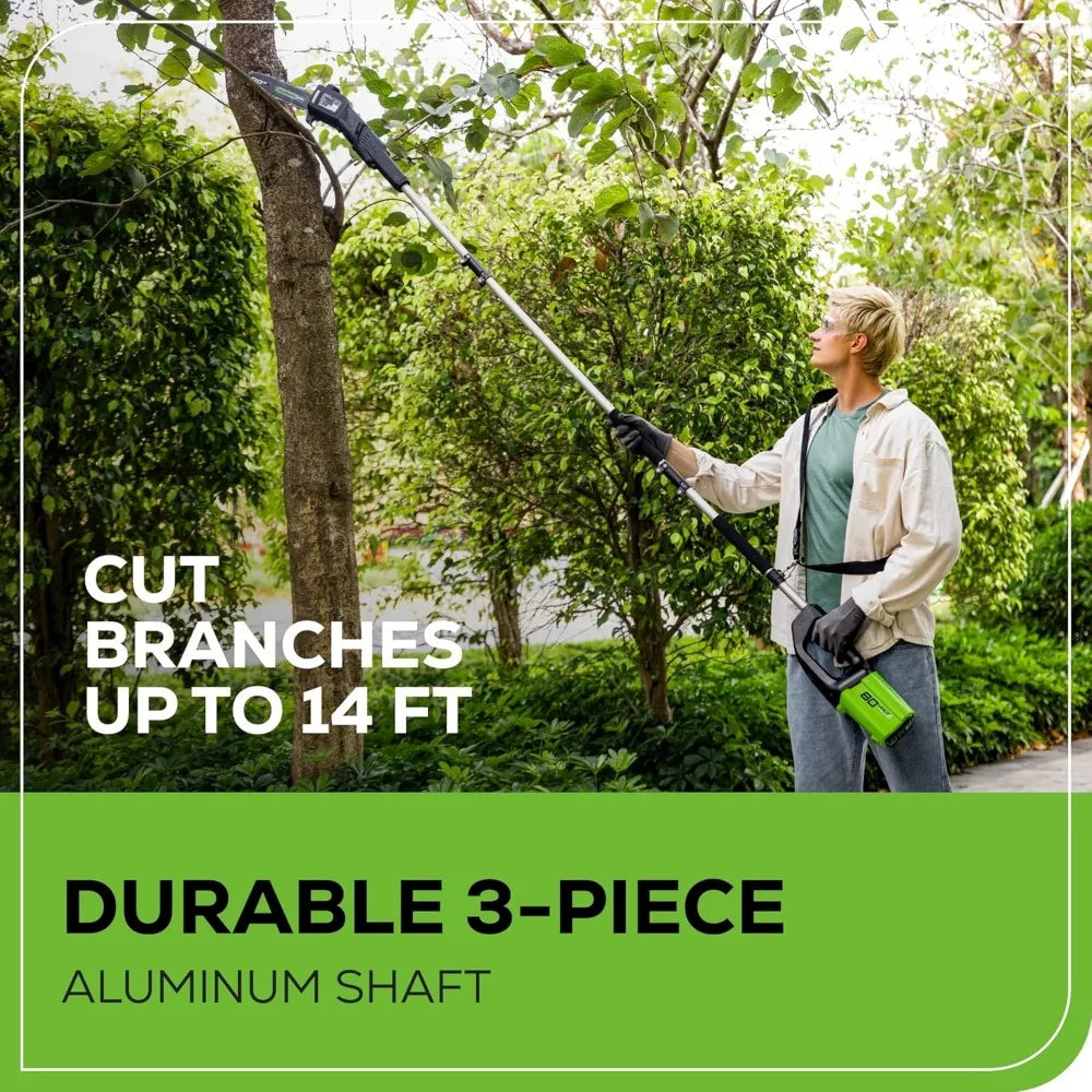 80V 10" Cordless Polesaw (Great For Pruning and Trimming Branches / 75+ Compatible Tools), 2.0Ah Battery and Charger Included