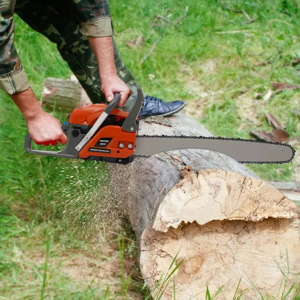 60CC Gas Chainsaws 2 Cycle Gasoline Powered Chain Saws Handheld Cordless Tree Pruning Tool Wood Cutting Machine
