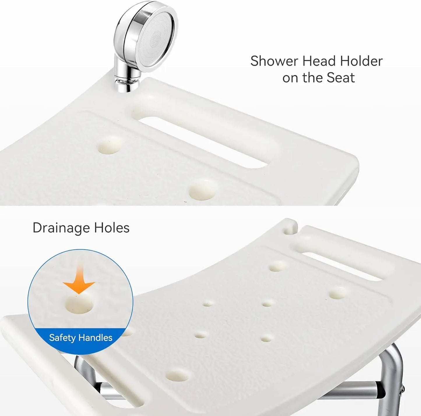 Shower Bench Shower Chair for Bathroom Bathtub with Adjustable Height X-Supports Legs, 350 lb Capacity Slip Resistant 