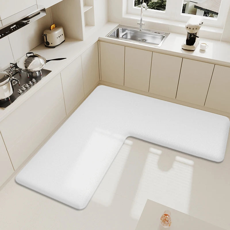 L-shaped kitchen large size absorbent carpet thick sponge soft oil absorption non-slip mat dirt-resistant foot mat