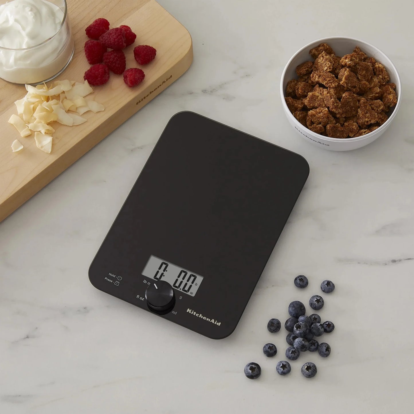 11lb Digital Glass Top Kitchen and Food Scale Measures Liquid and Dry Ingredients, Black