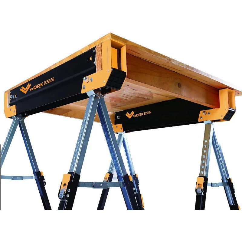 Saw Horses 2 Pack Folding 2600 Lbs Load Capacity 24-32 Inch Adjustable Heavy Duty Sawhorse Table