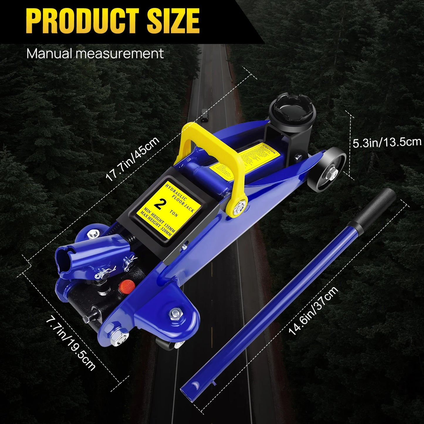 Floor Jack and Stand Combo 2 Ton Low Profile Hydraulic and 3 Ton Axle Stand Set Tire Repair Kit Steel Racing Quick Lift