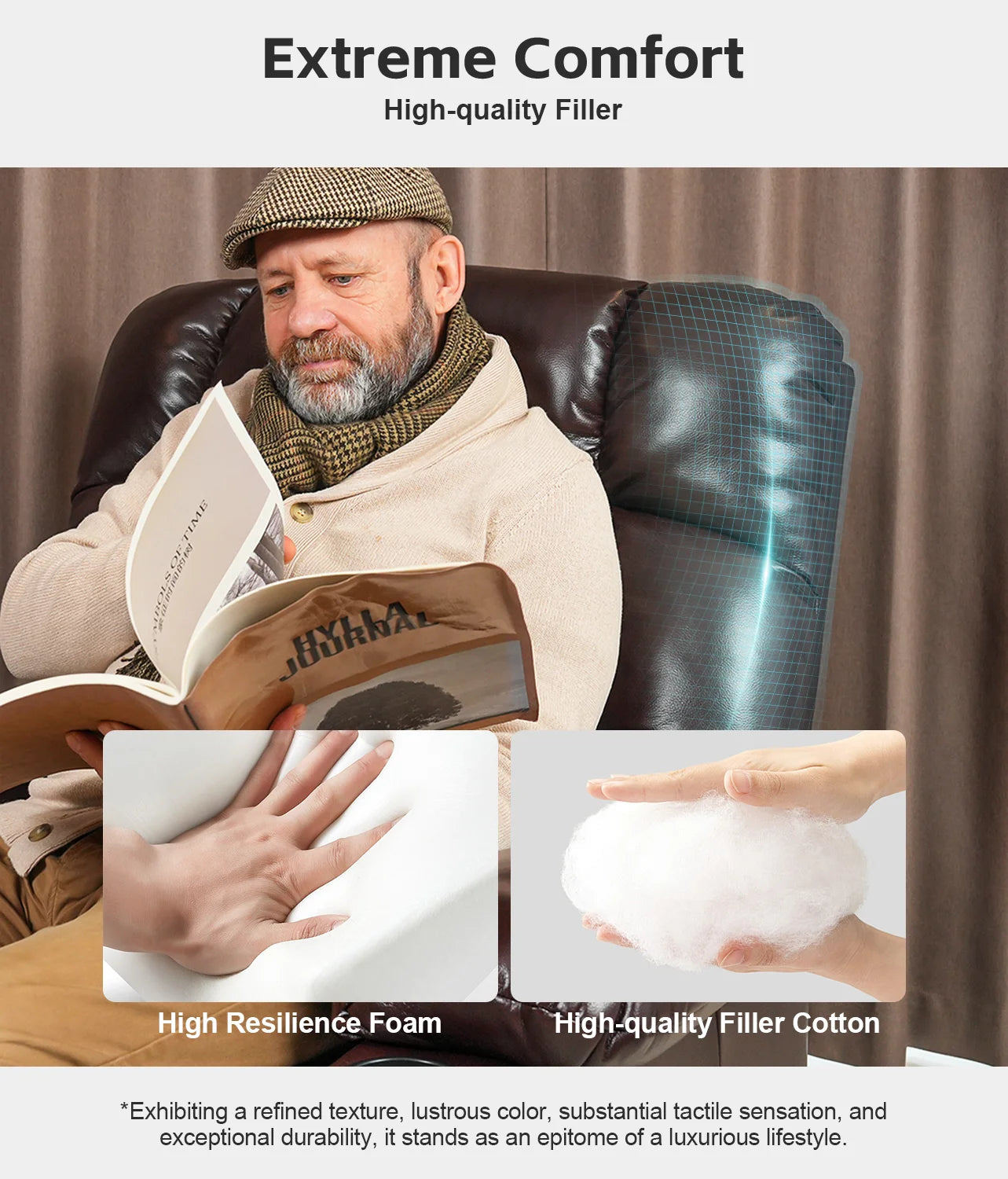 Recliner Chair Dual Motor Massage & Heat Reclining Chair for Elderly Relax chair with Cup holder & USB Ports Rocking chair