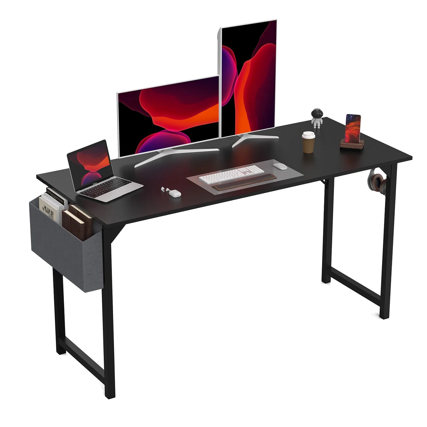 JHK Computer Desk Office Gaming Table with Side Bag Headphone Hook