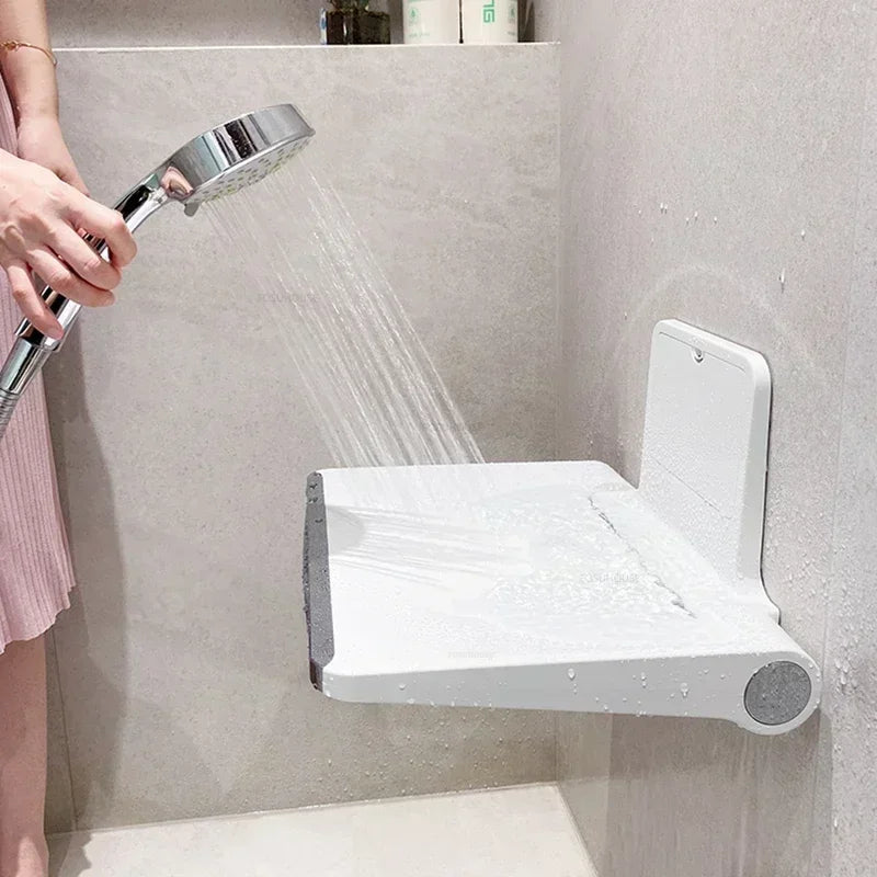 Creative Wall-mounted Bathroom Seats Shower Chair Luxury Toilet Barrier-free Bath Chair Home Folding Plastic Shoe Changing Stool