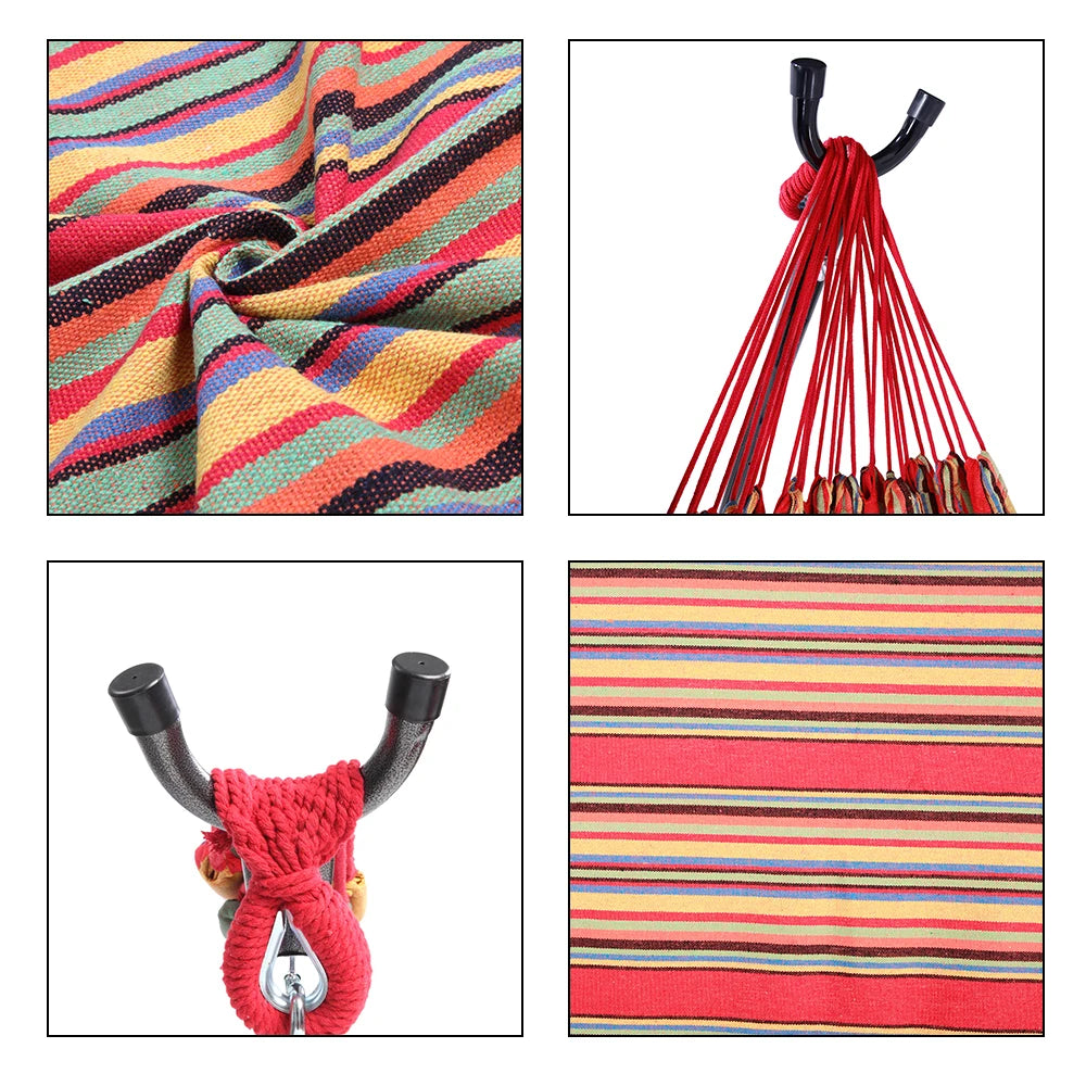Portable Outdoor Polyester Hammock Set Red