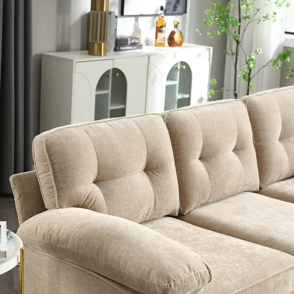 Convertible Sectional Sofa with Chaise Upholstered 3 Seater