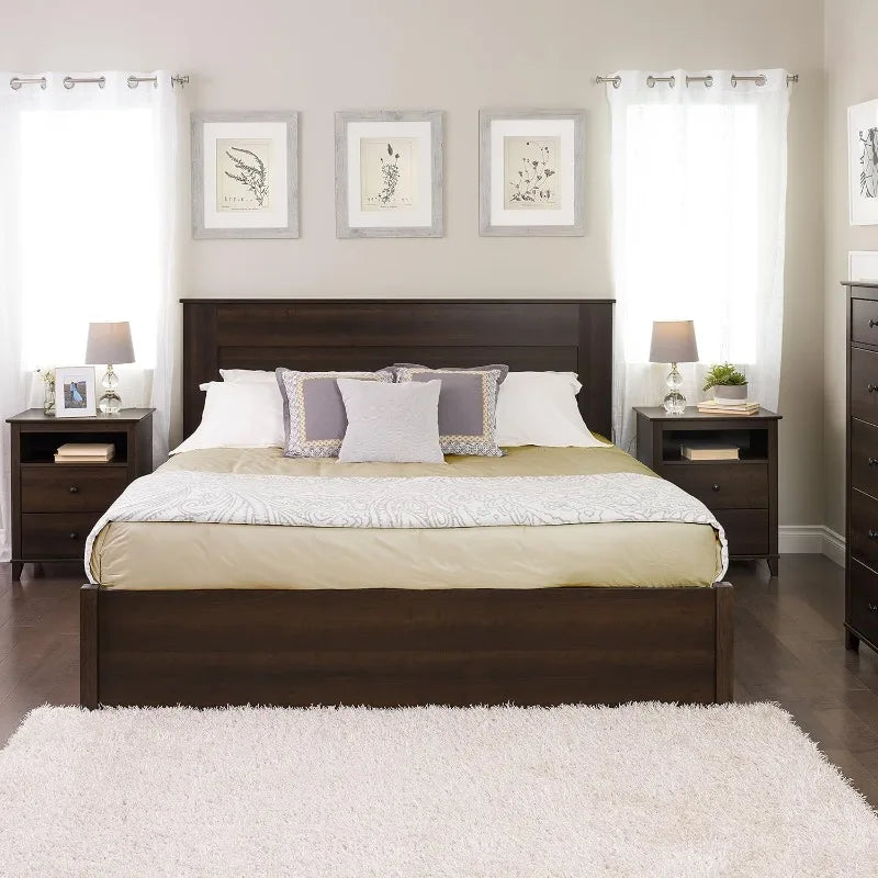 Prepac Stylish Flat Wood Panel King Size Headboard Espresso Finish 81 Inches Wide 48 Inches High