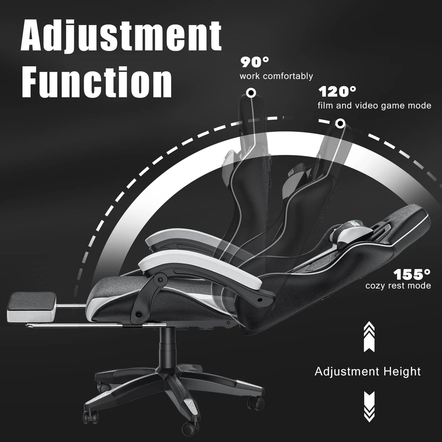 Bigzzia Ergonomic Gaming Chair With Footrest Lumbar