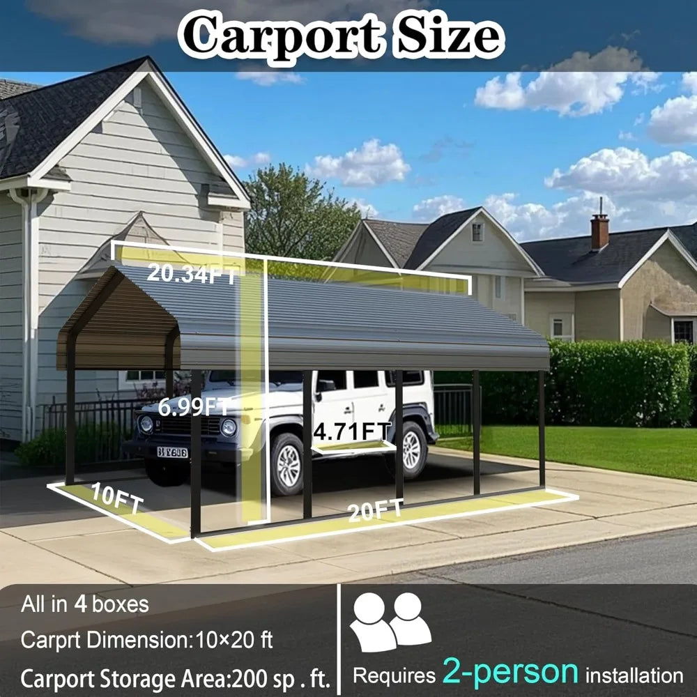 ANGDUO Heavy Duty Metal Carport Garage Canopy Shelter