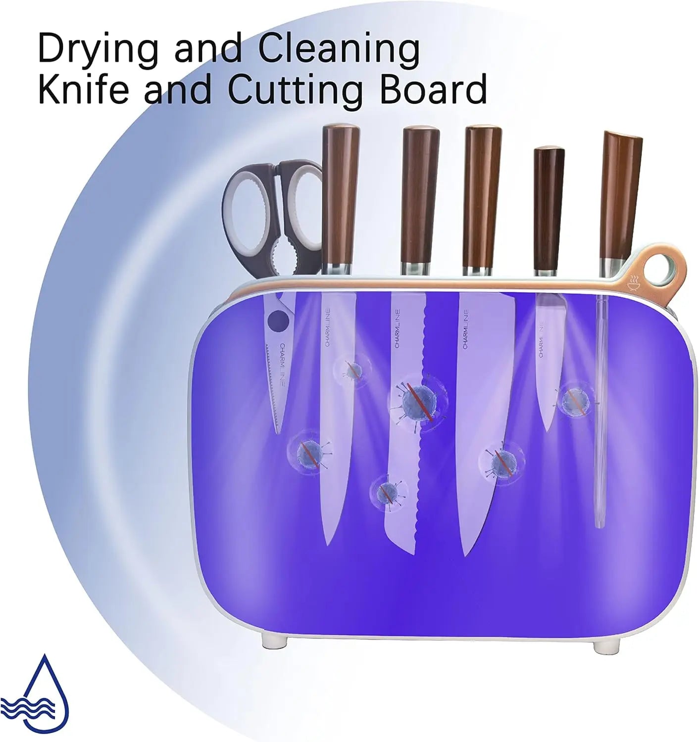 Smart Cutting Board and Knife Set with Holder, Double Cleaning and Drying Function,