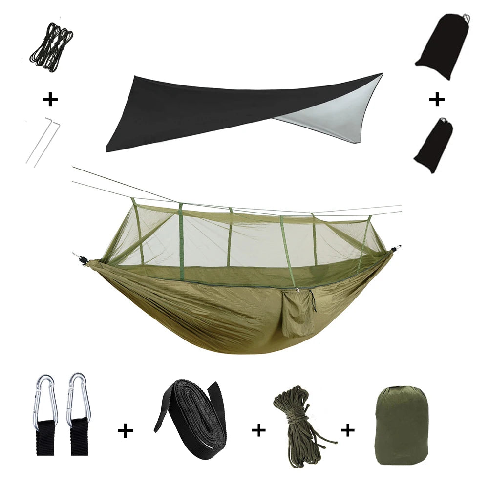 Anti Outdoor Camping Hammock With Mosquito Net And Rain Tent Equipment Shelters Camp Bed Survival Portable Hammock