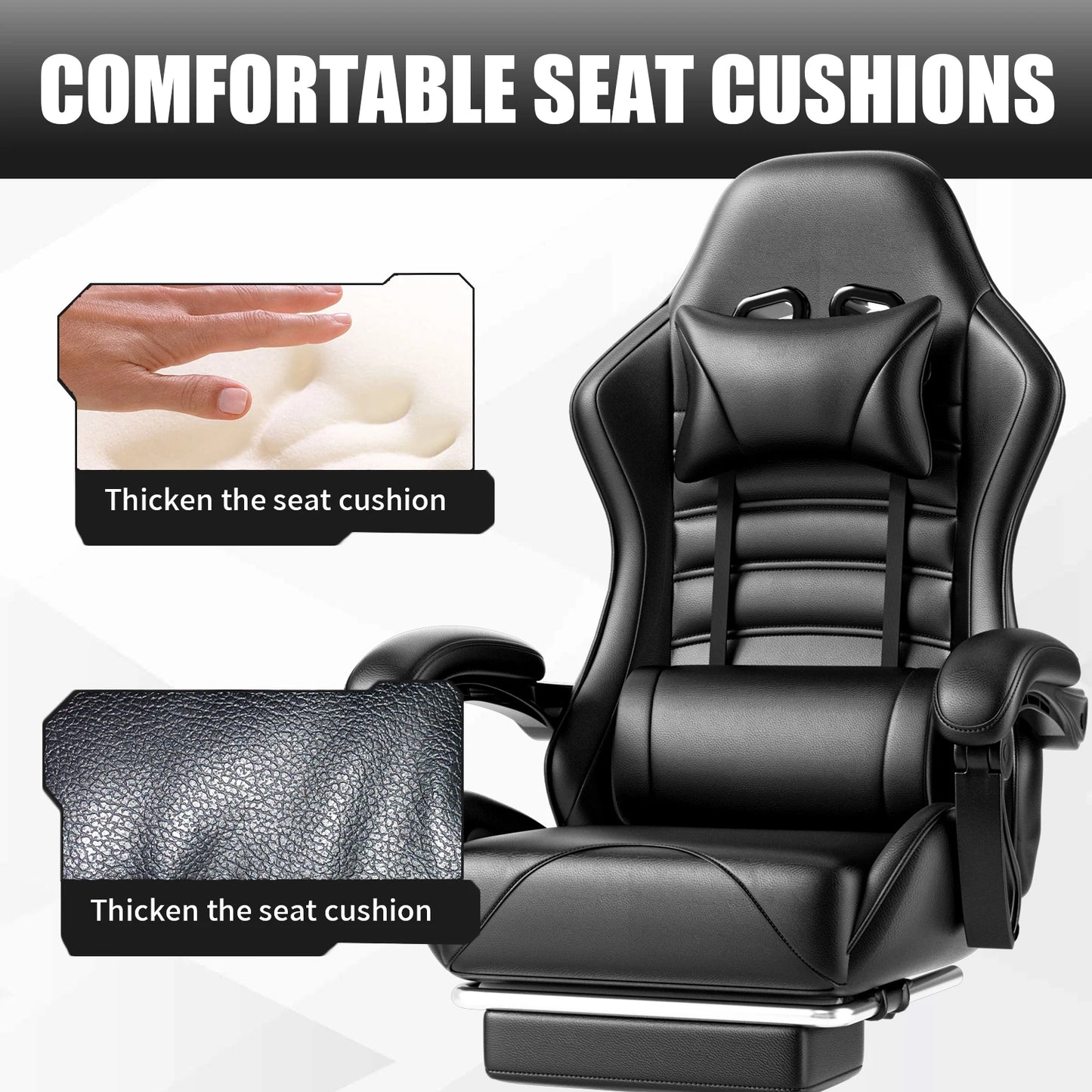 Ergonomic Gaming Chair with Footrest Racing Style Video Game Chair for Adults Reclining Gamer Office Chair