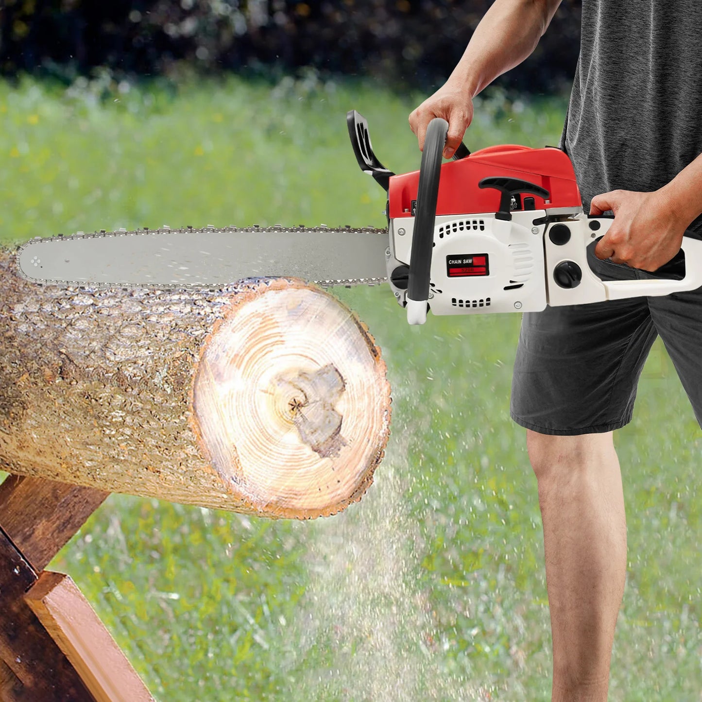 2 Stroke Gas-powered Chainsaw 52CC Gasoline Chain Saw Set Single Cylinder Air-cooled for Cutting Wood