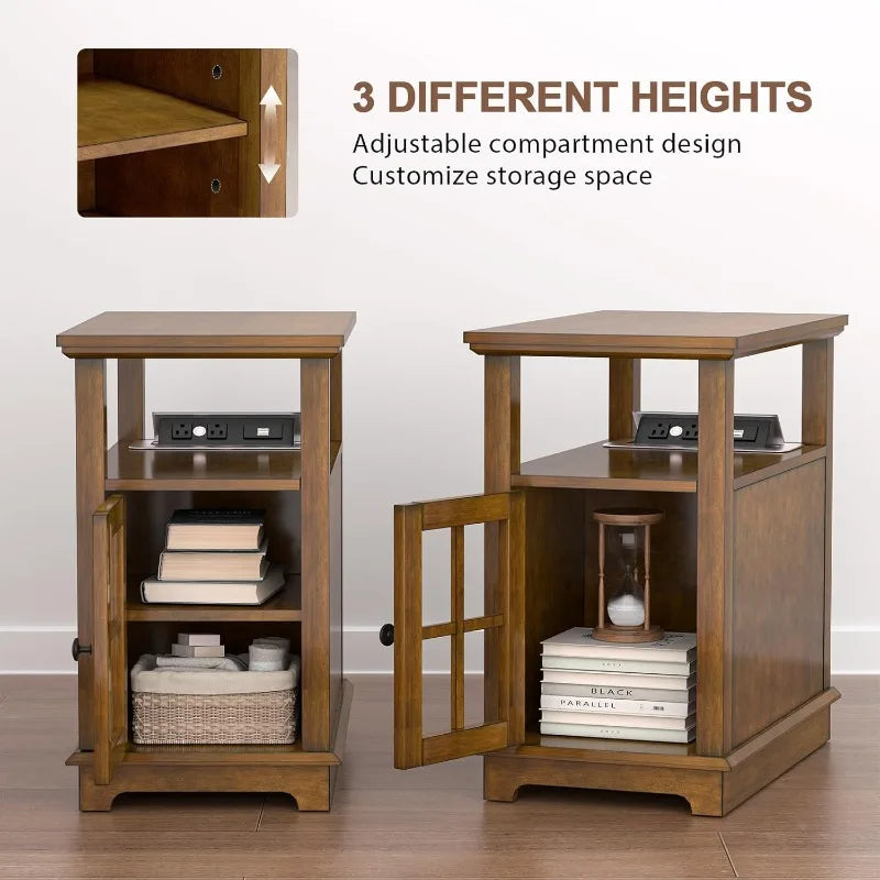 Charging End Table, Side Table with Hidden USB and Type-C Port