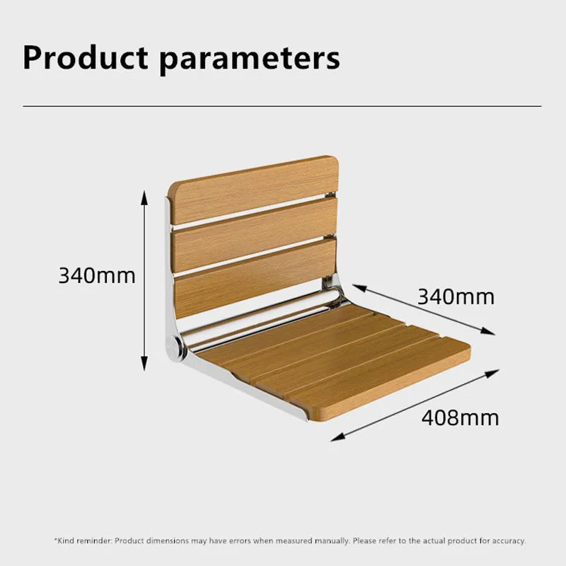 2025 High quality Wood Shower Seats stainless steel folding shower bench wall mount shower seat for elderly bathroom/toilet