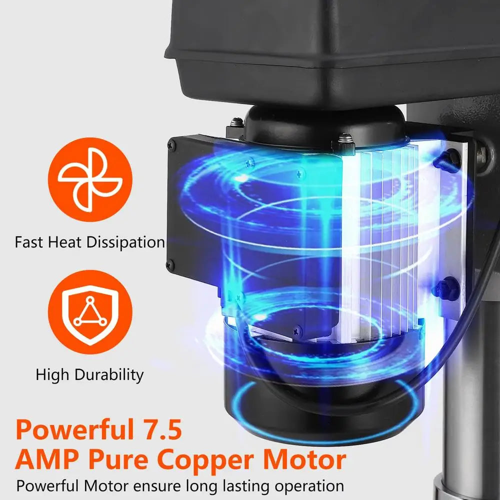 15in Benchtop Drill Press 7.5A Pure Copper Motor Machine