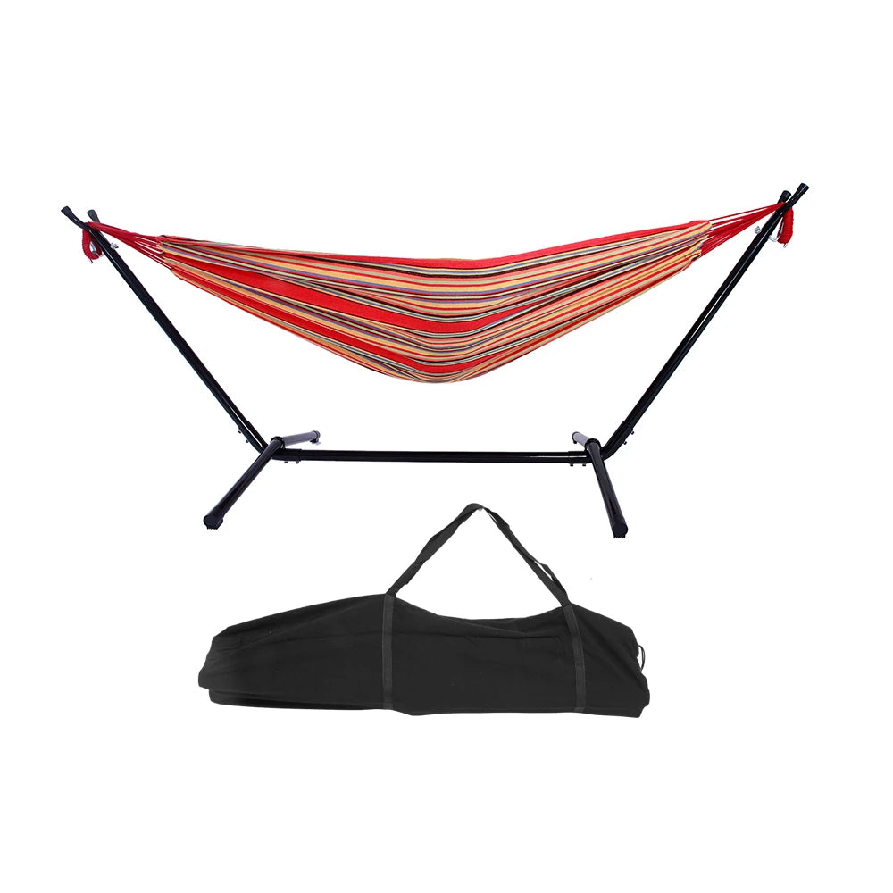 Portable Outdoor Polyester Hammock Set Red
