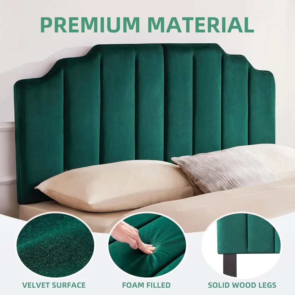 King Upholstered Headboard, Velvet Headboard King, Tufted King Headboard only, Elegantly Curved King Size Headboard only, Modern