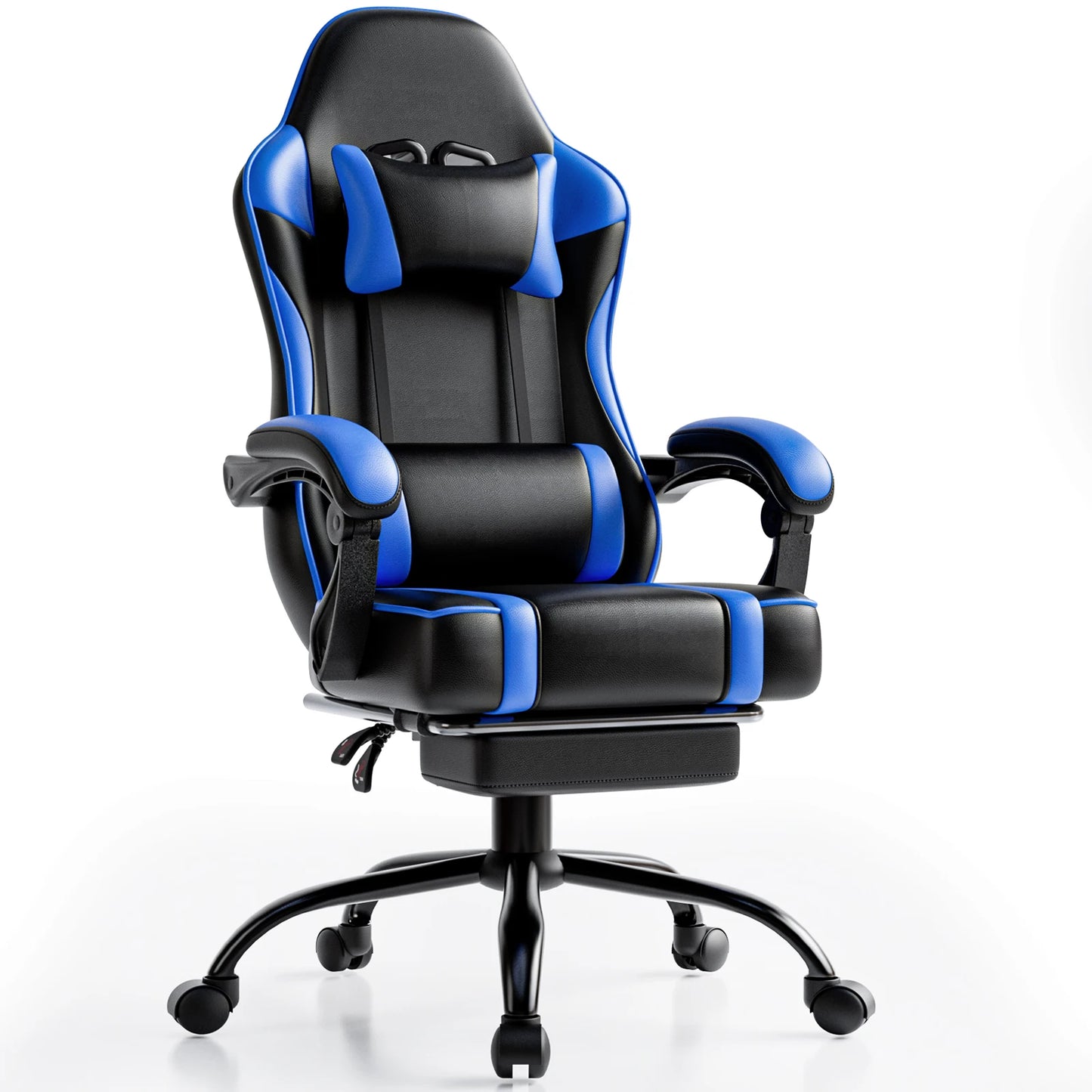 Gaming Chair with Footrest PU Leather Video Game Chair for Adults Reclining Gamer Chair Office Desk Chair