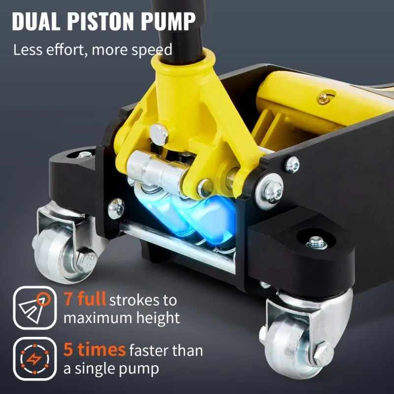 3 Ton Low Profile Aluminum Steel Racing Floor Jack Dual Pump Lift Car