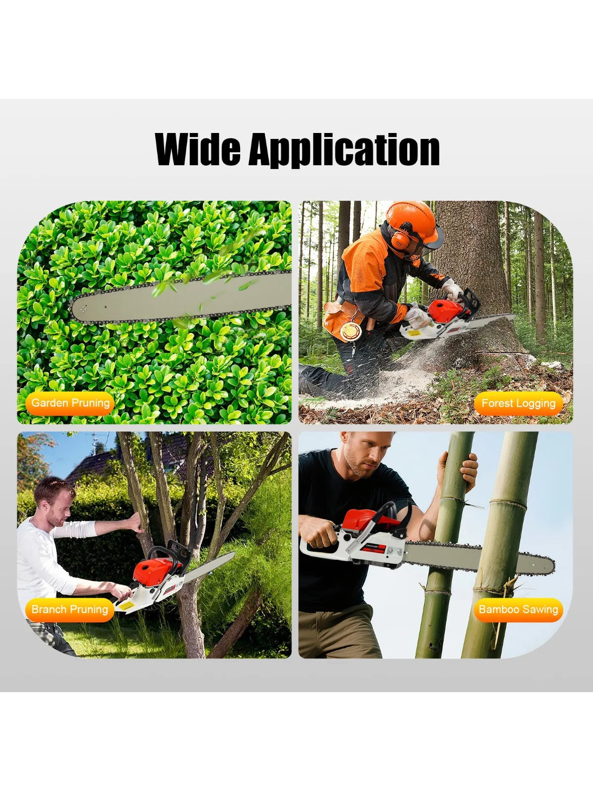 22 Inch 52CC 2-Stroke Portable Handed Gasoline Chainsaw Petrol Chain Saw for forest harvesting pruning branches home woodworking