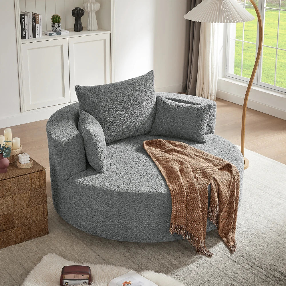 Filler 360 Degree Swivel Barrel Chair With Pillows Included
