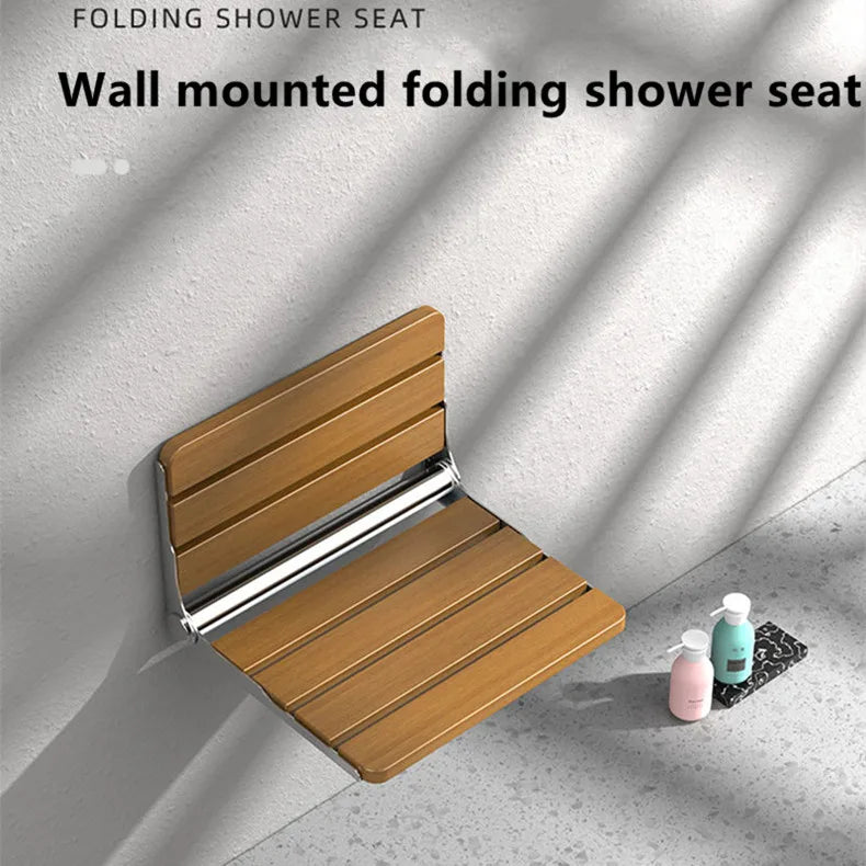 2025 High quality Wood Shower Seats stainless steel folding shower bench wall mount shower seat for elderly bathroom/toilet