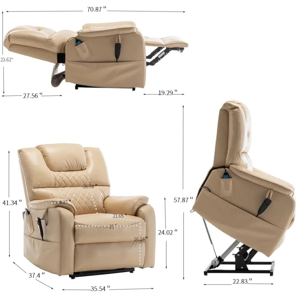 Oversized Power Lift Recliner Chair with 25" Extra-Wide Seat for Big Elderly Adults, 180 Degree Lay Flat Electric Lounge Sofa Ch