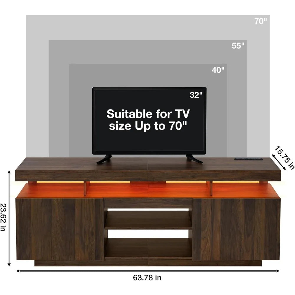 ZUIYU Modern LED TV Stand with Power Outlets