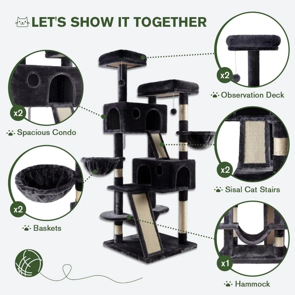 DAFIFY Three Level Cat Tree Tower With Sisal Posts