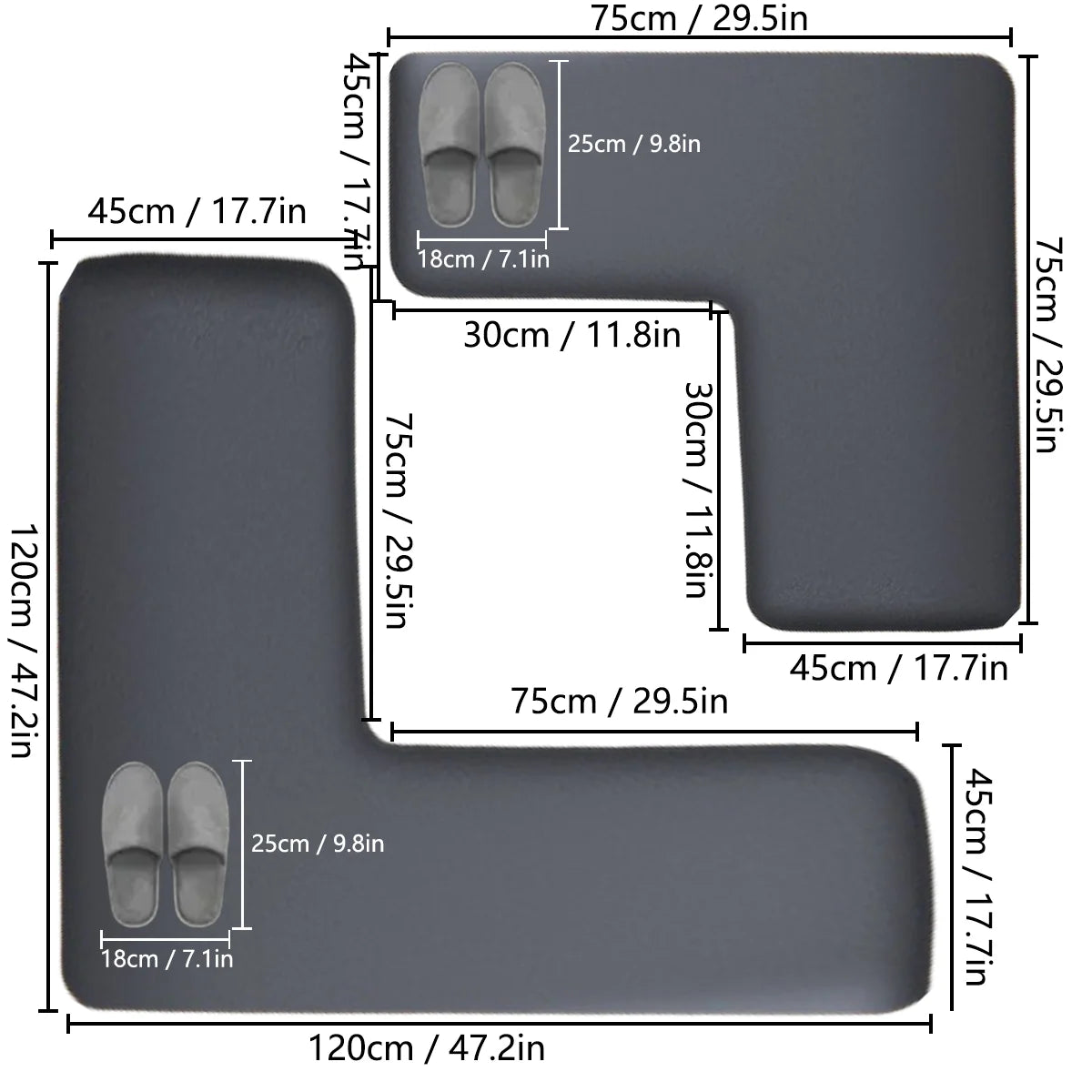 L-shaped kitchen large size absorbent carpet thick sponge soft oil absorption non-slip mat dirt-resistant foot mat