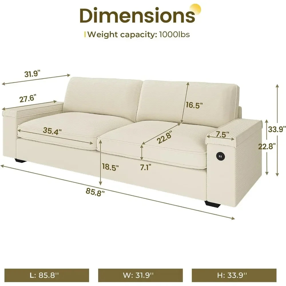 Modern Oversized Sofa with Storage and USB