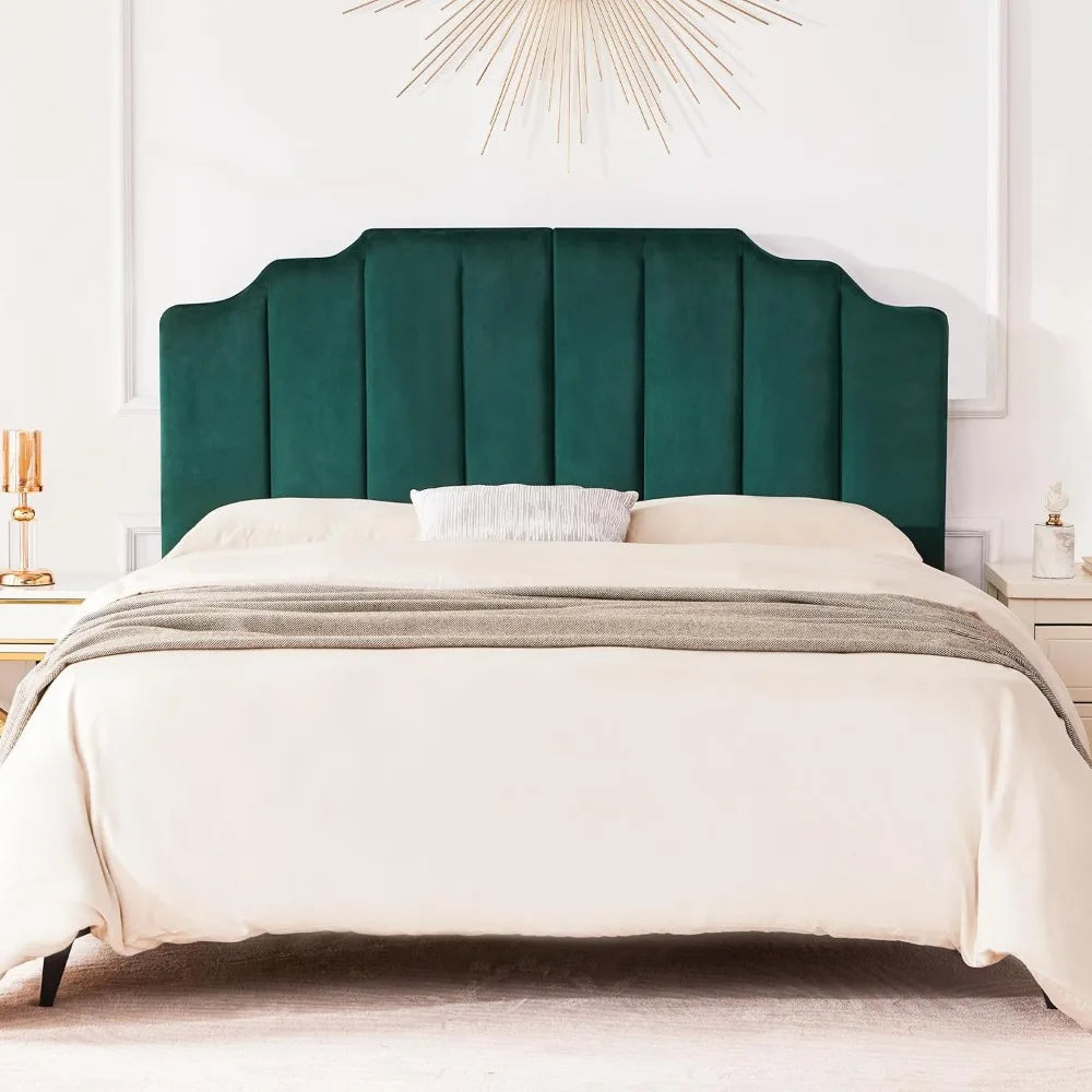King Upholstered Headboard, Velvet Headboard King, Tufted King Headboard only, Elegantly Curved King Size Headboard only, Modern