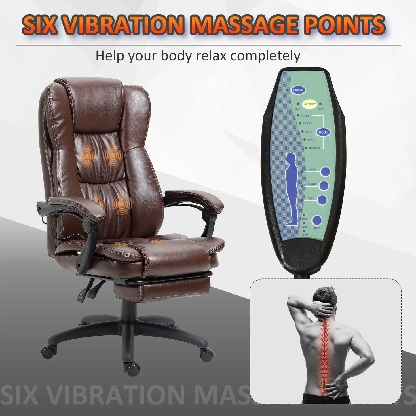 Ergonomic Massaging Vibrating Pu Leather Home Office Swivel Desk Rocking Chair