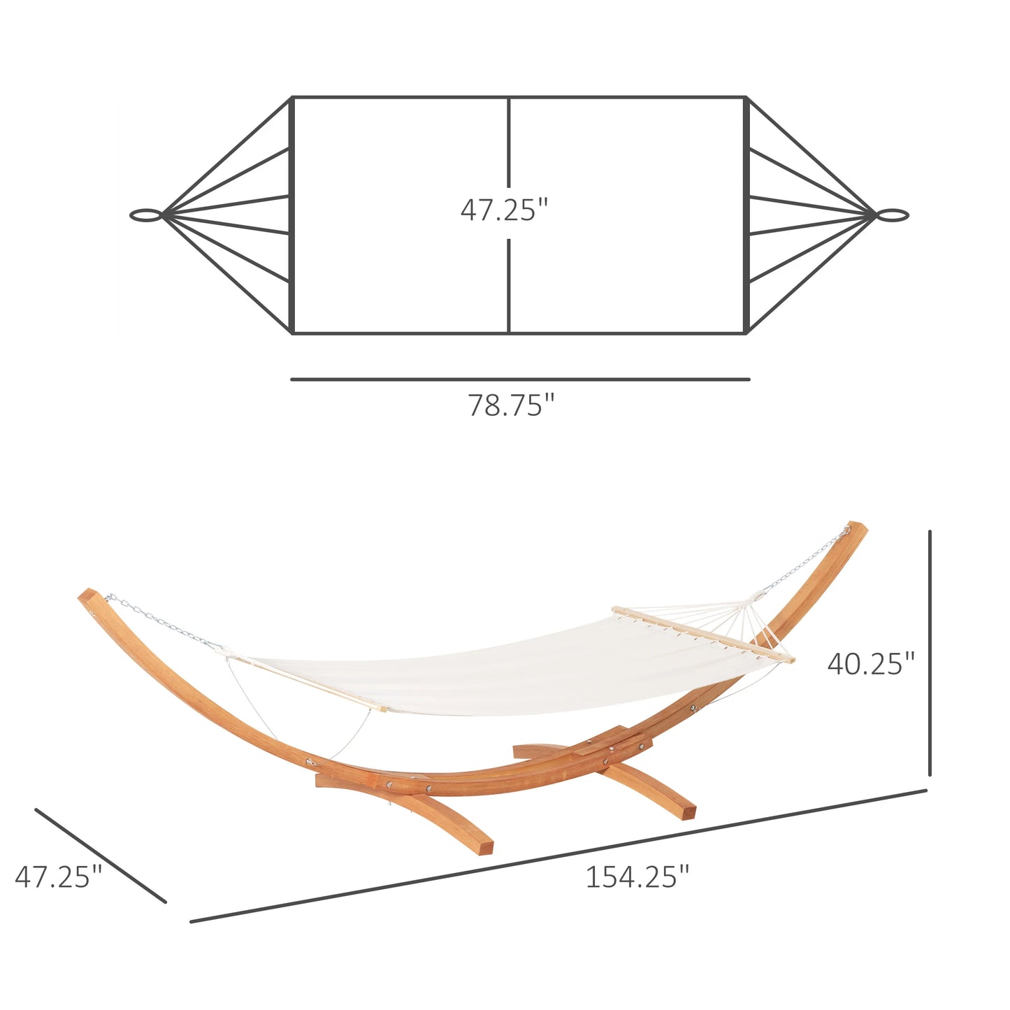 Outsunny 13' Hammock with Wood Stand for Indoor or Outdoor Cotton White