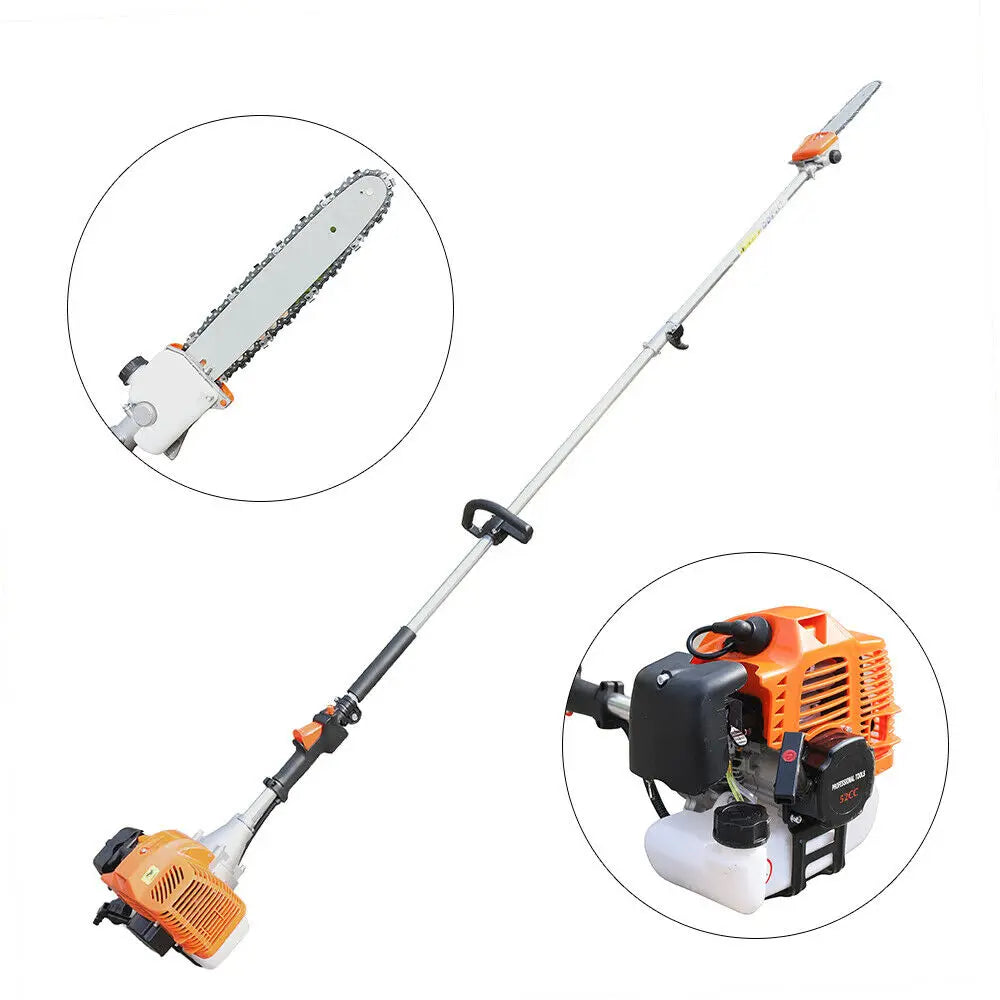 Pole Saw Split Shaft Chainsaw 52cc 2 Stroke Gas Powered Pruner Tree Trimmer