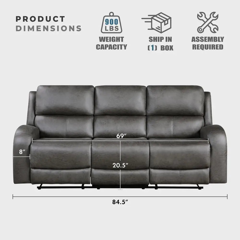 Transitional Dual Recliner Sofa with Plush Padding Home Theater Seating