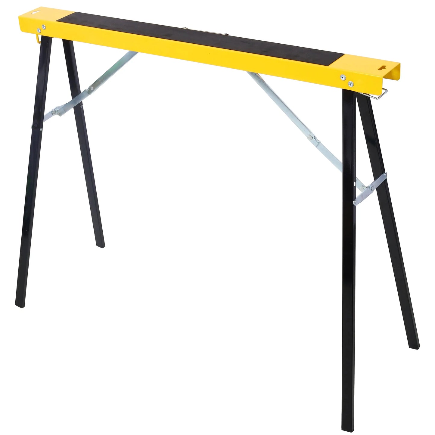 2 Pack Folding Portable Saw Horses - Heavy Duty Steel Workbench with Quick Open Legs & Handle, Assembled in Yellow & Black