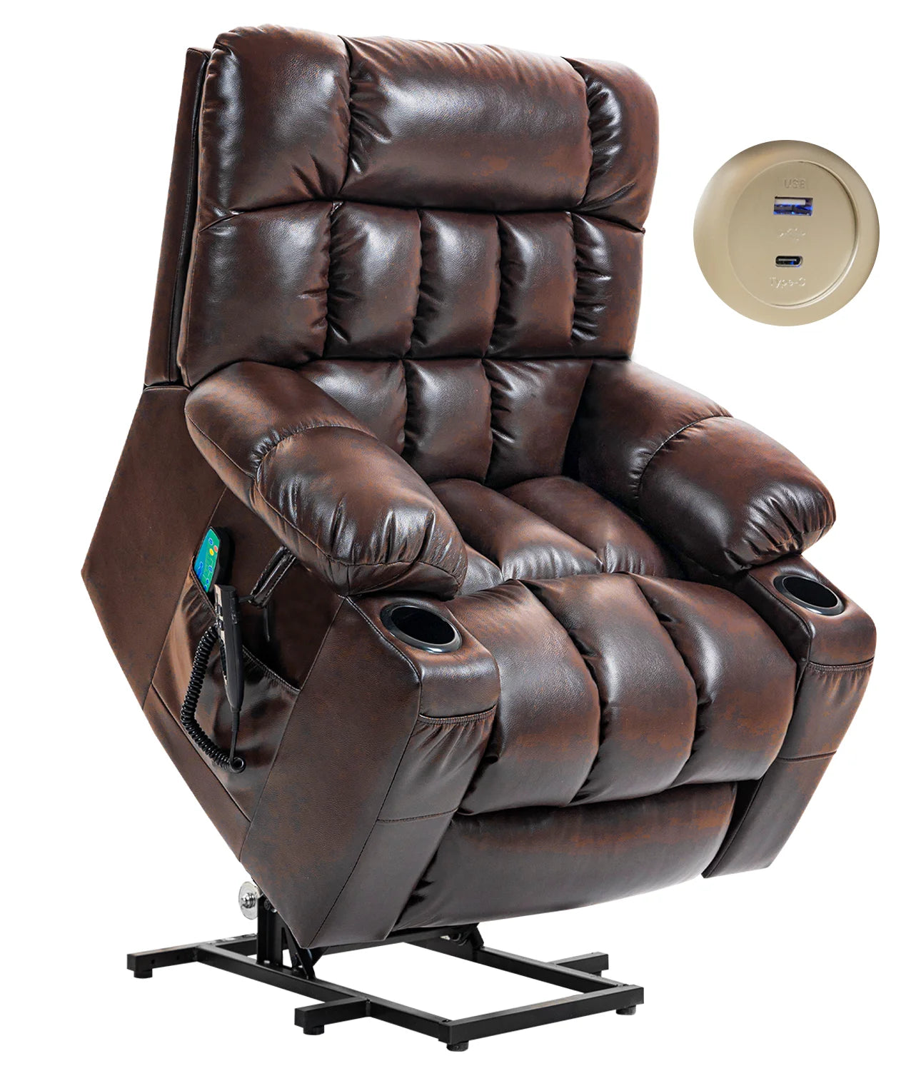 Recliner Chair Dual Motor Massage & Heat Reclining Chair for Elderly Relax chair with Cup holder & USB Ports Rocking chair