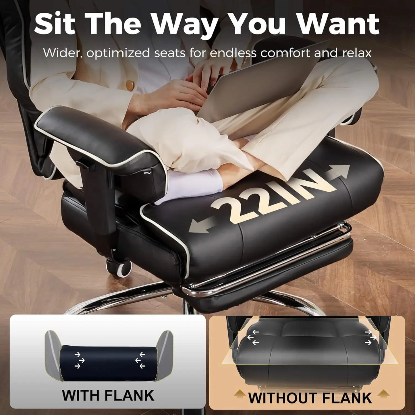 COMHOMA Leather High Back Ergonomic Office Chair Lumbar