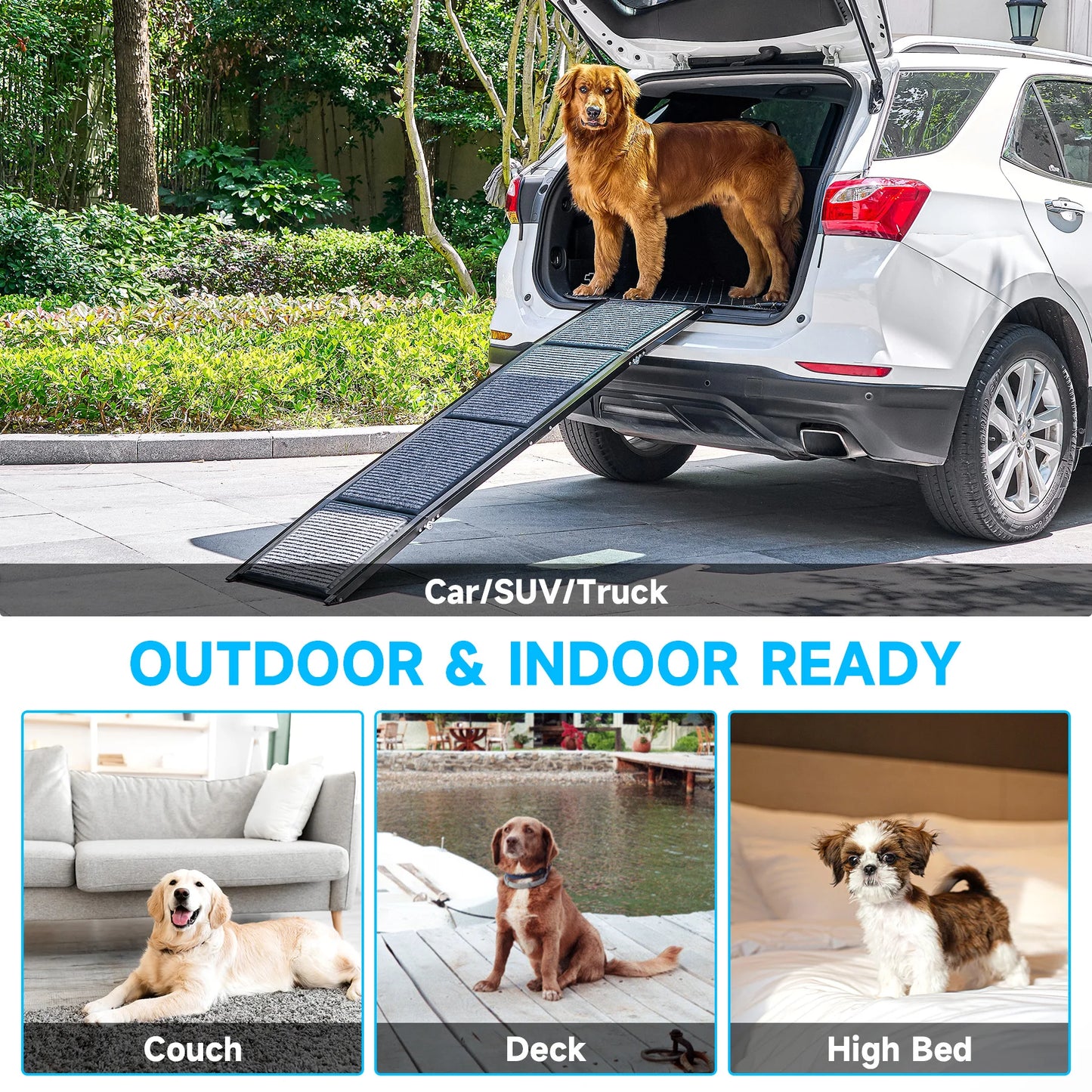 CWAWZ Collapsible Dog Ramp For Car 200Lb CapacityPlus