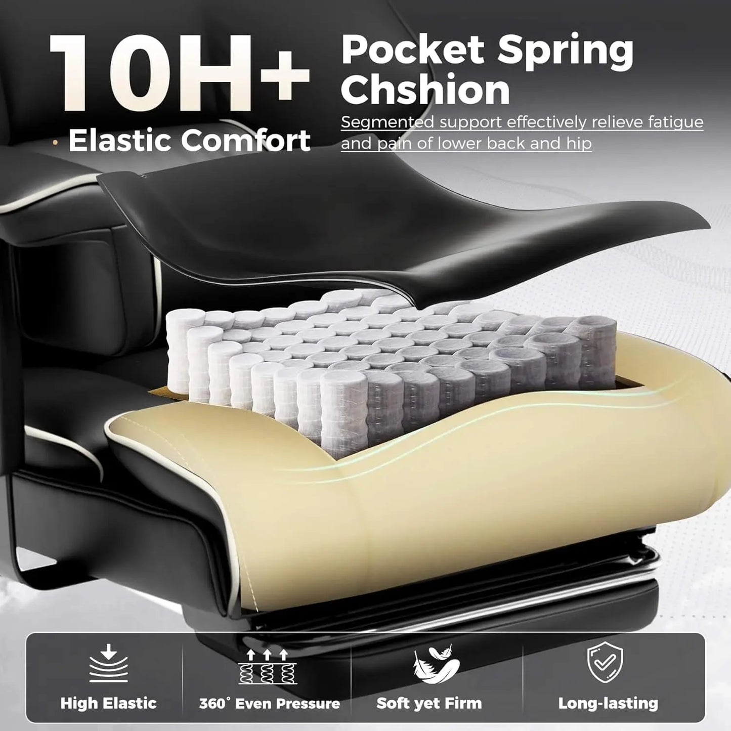 COMHOMA Leather High Back Ergonomic Office Chair Lumbar